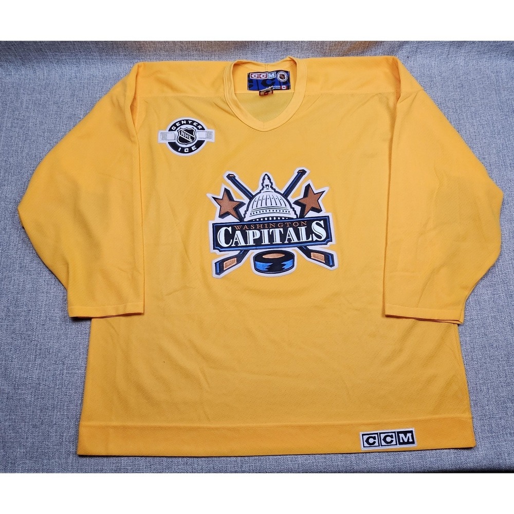 Washington Capitals Hockey Jersey Mens XL Yellow NHL Hockey CCM Center‎ Ice